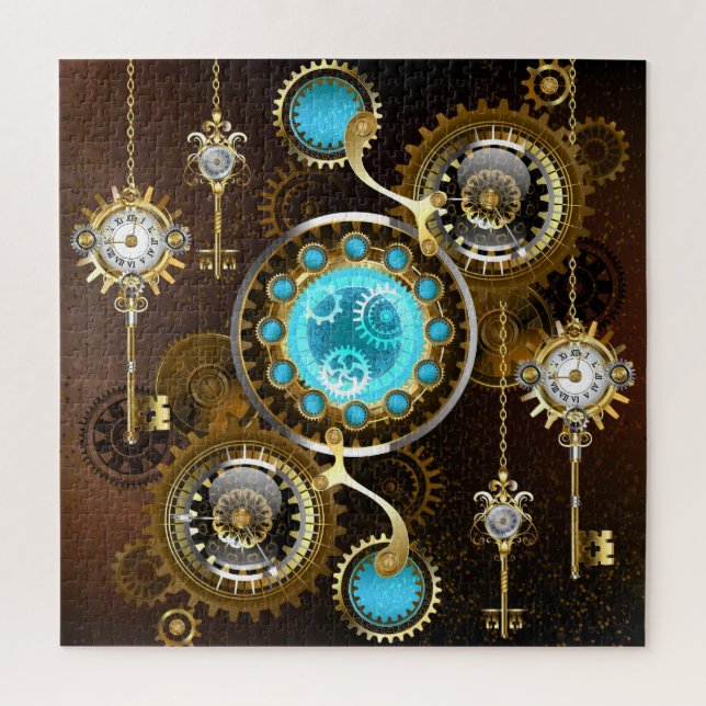 Steampunk Rusty Background with Turquoise Lenses Jigsaw Puzzle (Vertical)