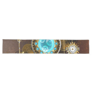 Steampunk Rusty Background with Turquoise Lenses Long Table Runner