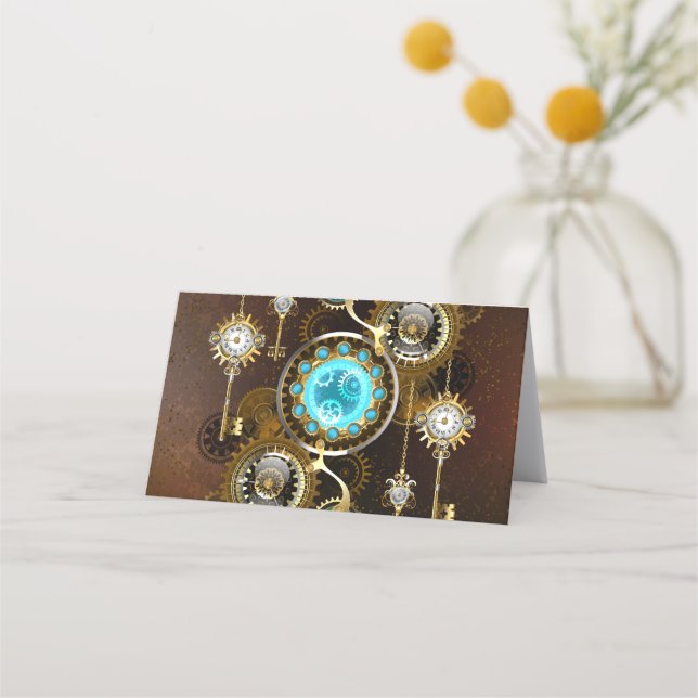 Steampunk Rusty Background with Turquoise Lenses Loyalty Card (Front)