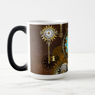 Steampunk Rusty Background with Turquoise Lenses Magic Mug