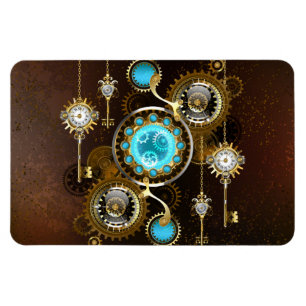 Steampunk Rusty Background with Turquoise Lenses Magnet