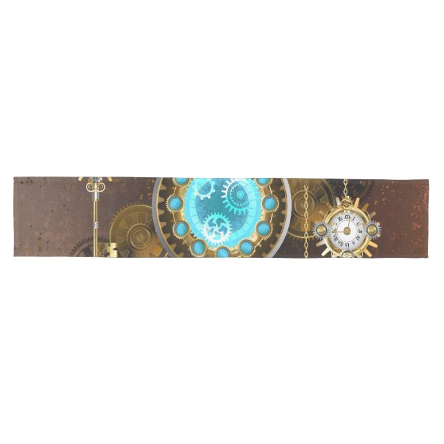 Steampunk Rusty Background with Turquoise Lenses Medium Table Runner (Horizontal)