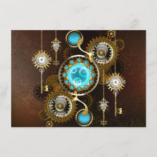 Steampunk Rusty Background with Turquoise Lenses Menu