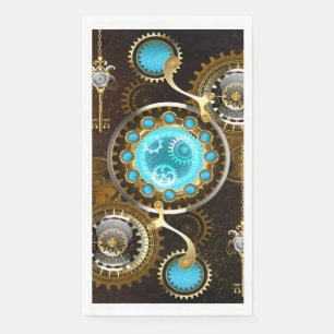 Steampunk Rusty Background with Turquoise Lenses Napkin