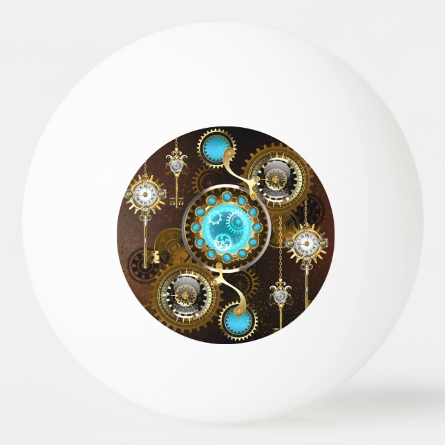 Steampunk Rusty Background with Turquoise Lenses Ping Pong Ball (Front)