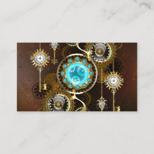 Steampunk Rusty Background with Turquoise Lenses Place Card