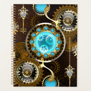 Steampunk Rusty Background with Turquoise Lenses Planner