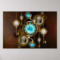 Steampunk Rusty Background with Turquoise Lenses