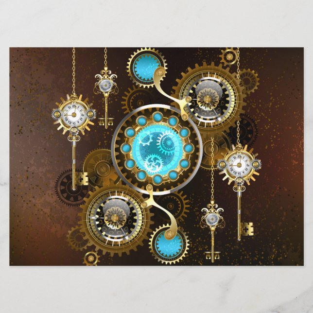 Steampunk Rusty Background with Turquoise Lenses Programme (Front)