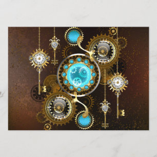 Steampunk Rusty Background with Turquoise Lenses Programme