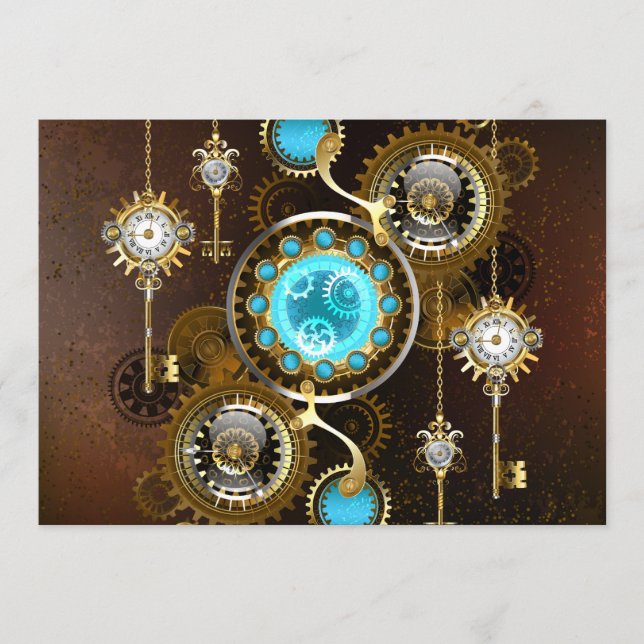 Steampunk Rusty Background with Turquoise Lenses Programme (Front)