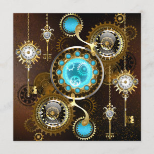 Steampunk Rusty Background with Turquoise Lenses Programme
