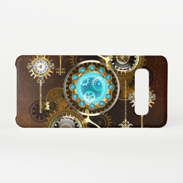 Steampunk Rusty Background with Turquoise Lenses Samsung Galaxy Case (Back Horizontal)