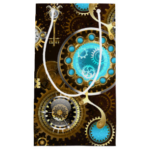 Steampunk Rusty Background with Turquoise Lenses Small Gift Bag