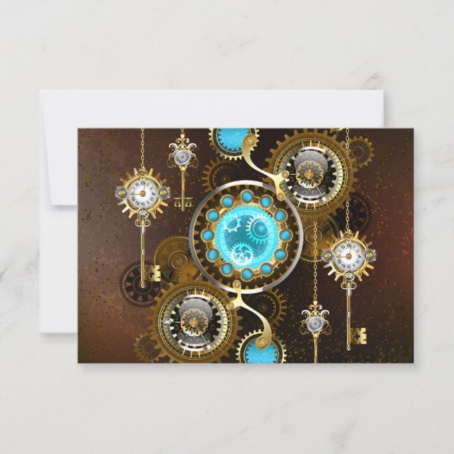 Steampunk Rusty Background with Turquoise Lenses Thank You Card (Front)