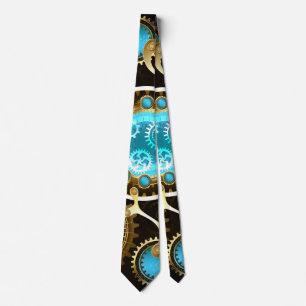 Steampunk Rusty Background with Turquoise Lenses Tie