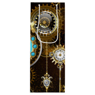 Steampunk Rusty Background with Turquoise Lenses Wine Gift Bag