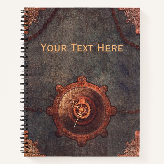 Steampunk Rusty Clock  Notebook (Front)