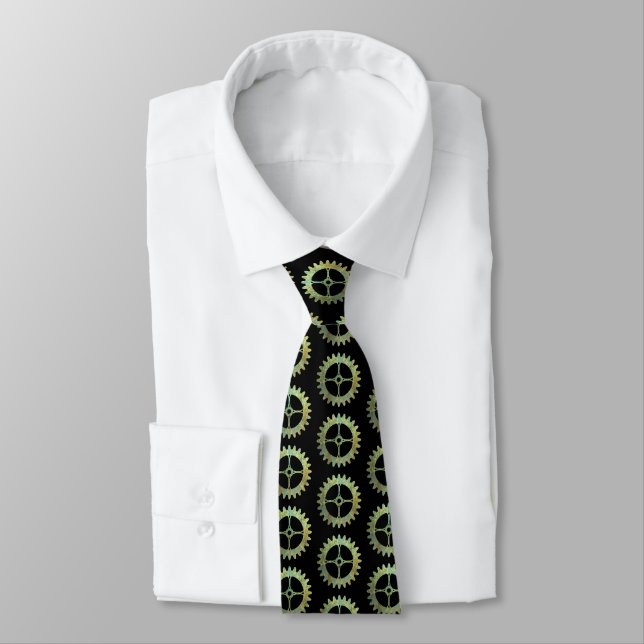 Steampunk Rusty Clockwork Gears Tie (Tied)