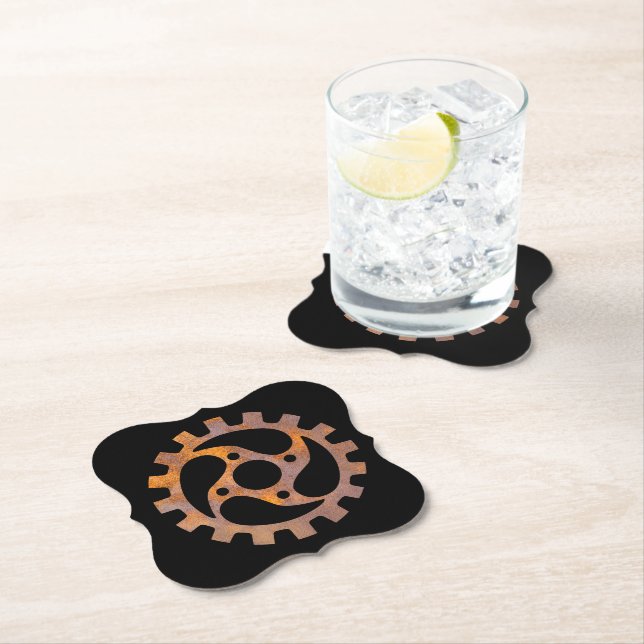 Steampunk Rusty Gear VI Paper Coaster (Insitu)