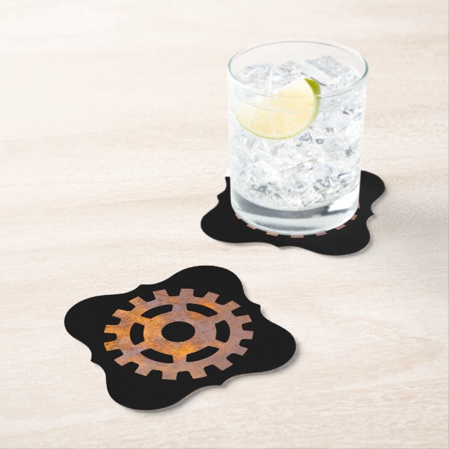 Steampunk Rusty Gear VII Paper Coaster (Insitu)