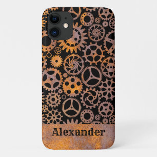 Steampunk Rusty Gears Custom Name Case-Mate iPhone Case