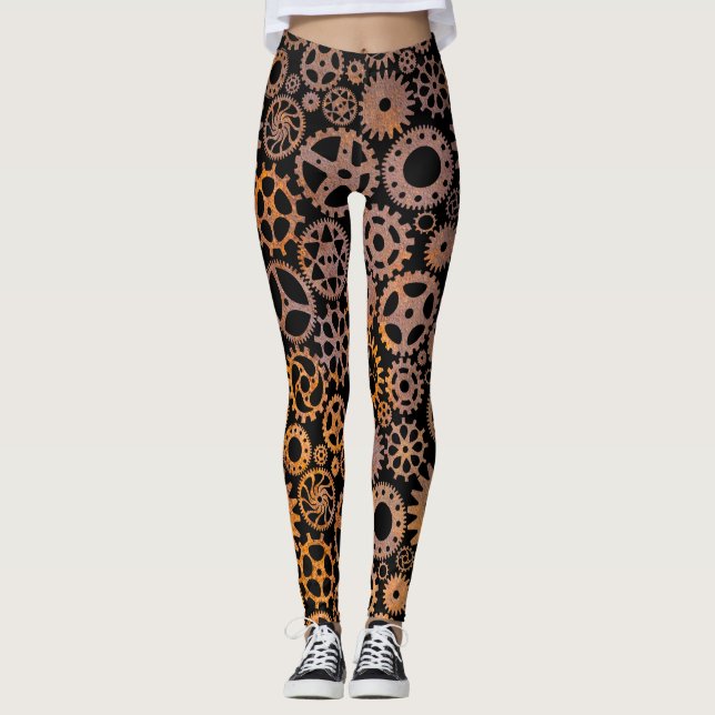 Steampunk Rusty Gears Leggings (Front)