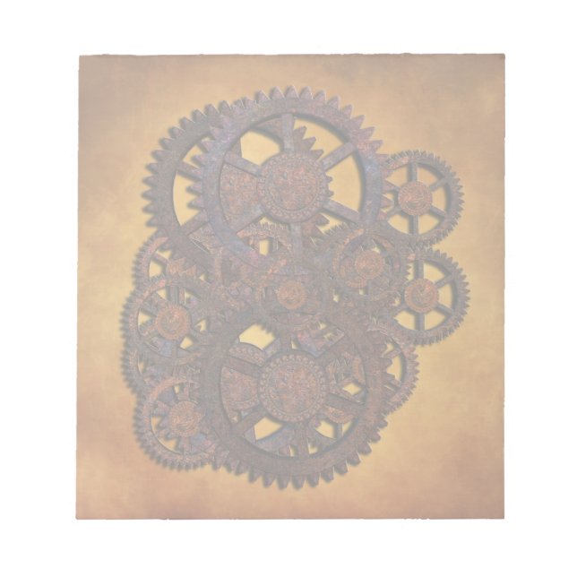 Steampunk Rusty Gears Notepad (Front)