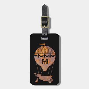 Steampunk Rusty Hot Air Balloon Custom Monogram Luggage Tag