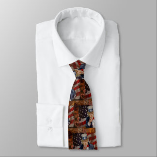 Steampunk Sam Patriotic US Flag Design Tie