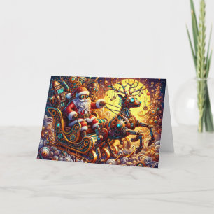 Steampunk Santa Claus Holiday Card