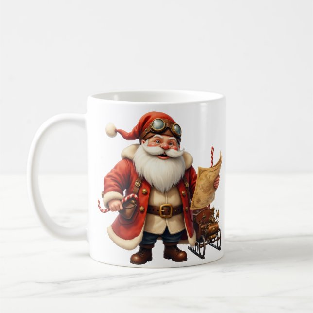 Steampunk Santa Claus – Vintage Christmas Adventur Coffee Mug (Left)