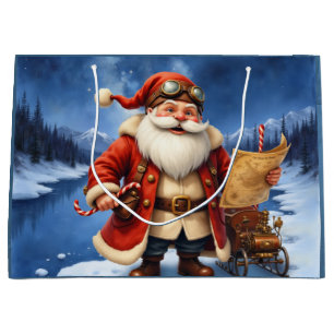 Steampunk Santa Claus – Vintage Christmas Adventur Large Gift Bag