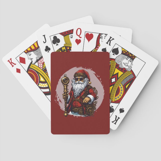 Steampunk Santa Claus Vintage Retro Style Playing Cards (Back)