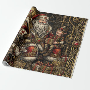 Steampunk Santa’s Workshop Wrapping Paper