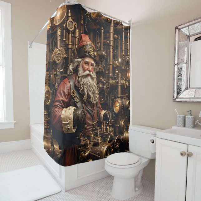 Steampunk Santa Shower Curtain (In Situ)