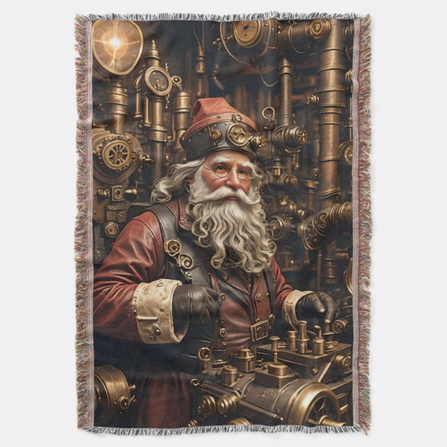 Steampunk Santa Throw Blanket (Front Vertical)