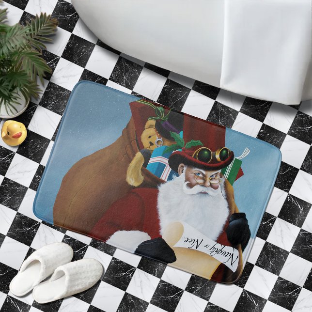 Steampunk Santa Victorian Christmas Fantasy Art Bath Mat (Creator Uploaded)