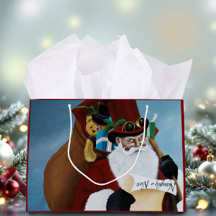 Steampunk Santa Victorian Christmas Fantasy Art Large Gift Bag
