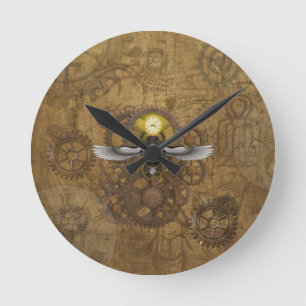 Steampunk Scarab Round Clock