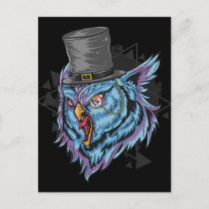 Steampunk Scary Owl Postcard