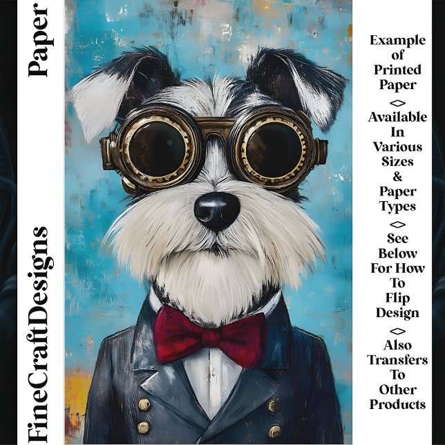 Steampunk Schnauzer Dog Bow Tie Z9 Scrapbook Paper (Creator Uploaded)