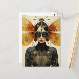 Steampunk Scifi Insect Woman Postcard