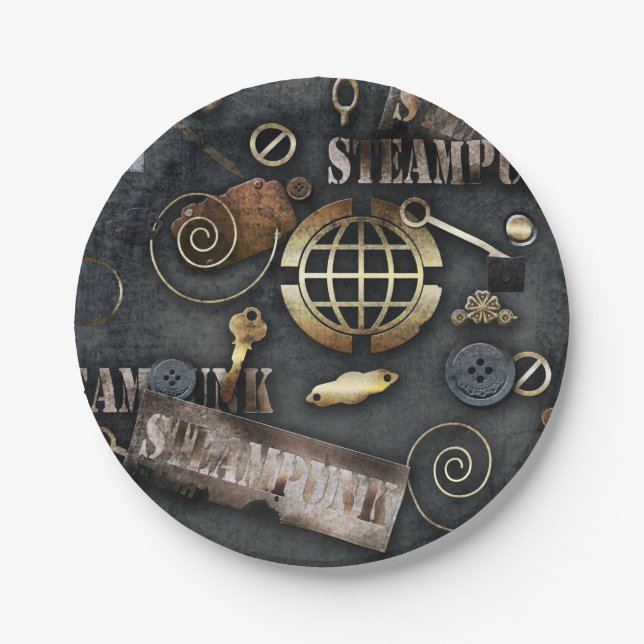 Steampunk, scrapbooking paper plate (Front)