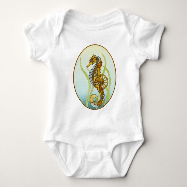 Steampunk Seahorse Baby Bodysuit (Front)