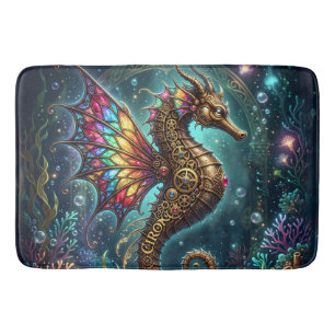 Steampunk Seahorse – Enchanted Underwater Fantasy. Bath Mat