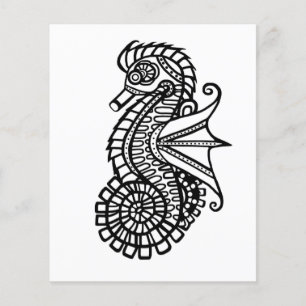 Steampunk Seahorse Stencil Colour Me In Paper