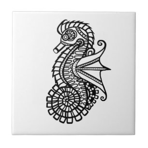 Steampunk Seahorse Stencil Tile