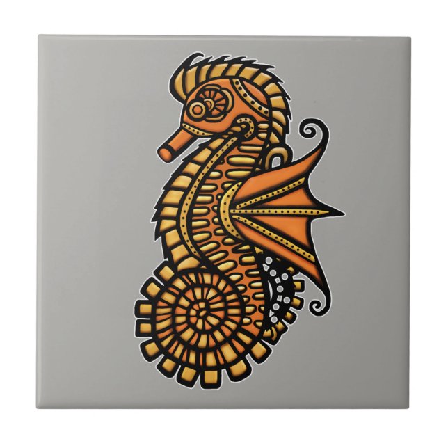 Steampunk Seahorse Tile (Front)