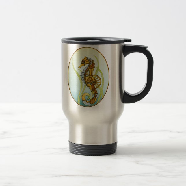 Steampunk Seahorse Travel Mug (Right)
